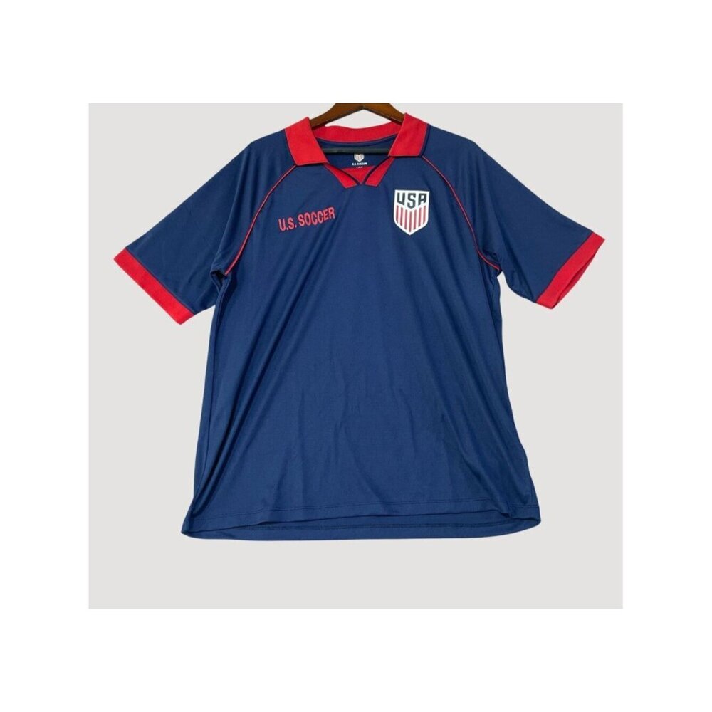 NWT U.S. Soccer Men's L Blue & Red Short Sleeve Jersey